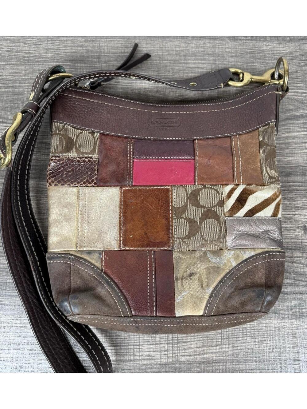 Coach Crossbody Patchwork Leather Multimedia Hobo Shoulder Bag Y2K Boho